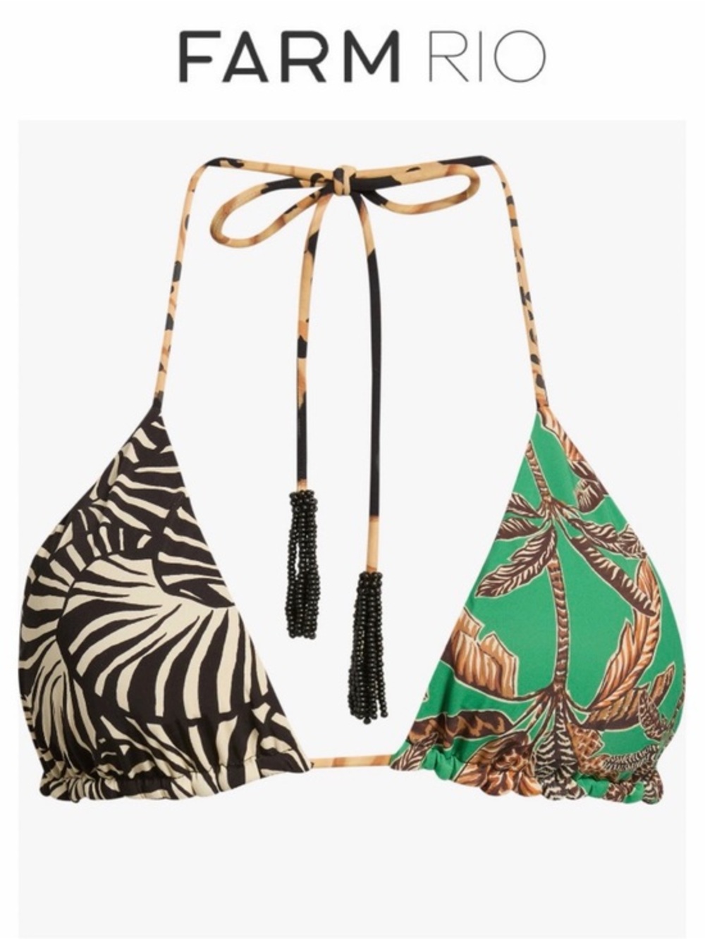 FARM Rio Mixed Print Triangle Bikini Top NWT $118